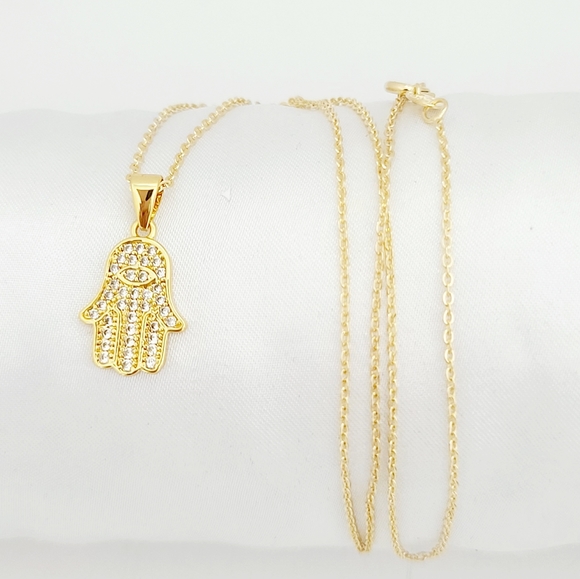18K Gold filled Jewelry - 18K Gold filled Hamsa hand necklace. New